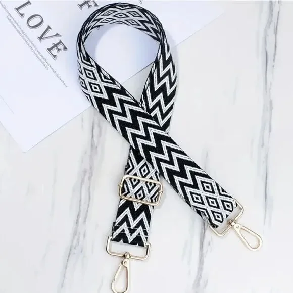 Shoulder Bag Strap Adjustable Replacement Accessory Black and White or Beige - Picture 1 of 12
